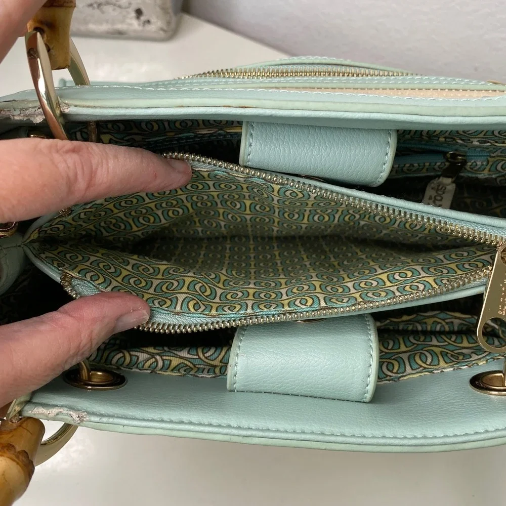 Spartina 449 Sea Salt‎ Bamboo Chic Satchel Bamboo Handle Crossbody Bag Coastal